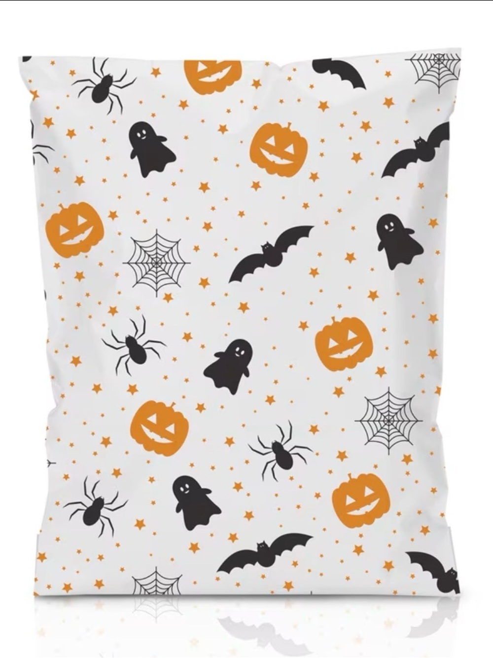 Halloween Poly Mailers 12X15.5 - Orange & Black Pumpkin Spooky 10 Pack New